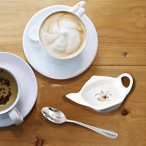 Ceramic Tea Bag Holder Dish Teapot shaped Small Spoon Rest 4.5 inches