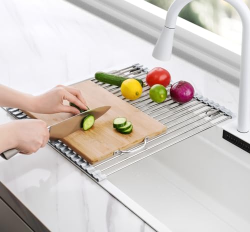 Roll Up Dish Drying Rack Over Sink (Marble / 21 x 15.5 in)