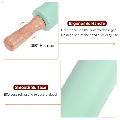 Silicone Rolling Pins for Baking 14.96 Inch Non (Aquamarine / 38cm x 5.2cm)