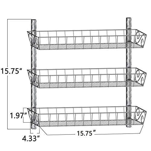 Wall Mount Spice Rack Organizer (3-Tier / Silver)