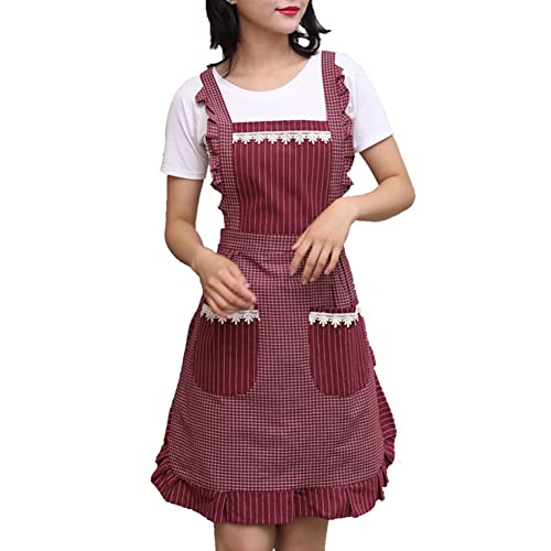 Princess Apron for Women with Pockets (Red)