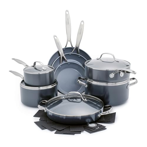 Valencia Pro 13 Piece Cookware Set Ceramic Nonstick Pots & Pans (13 Piece Cookware Set / Gray)