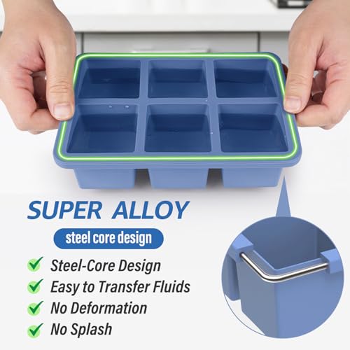 Large Silicone Ice Cube Trays with Lids (Purple+White+Blue)
