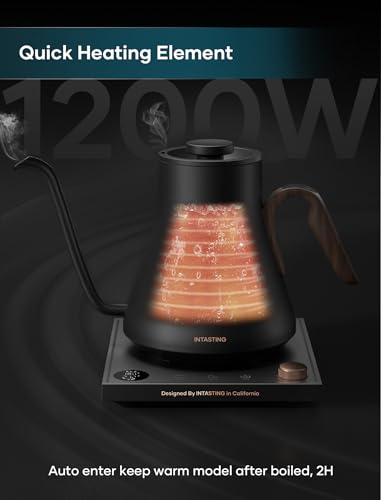 Gooseneck Electric Kettle with ±1℉ Temperature Control (Matte Black)