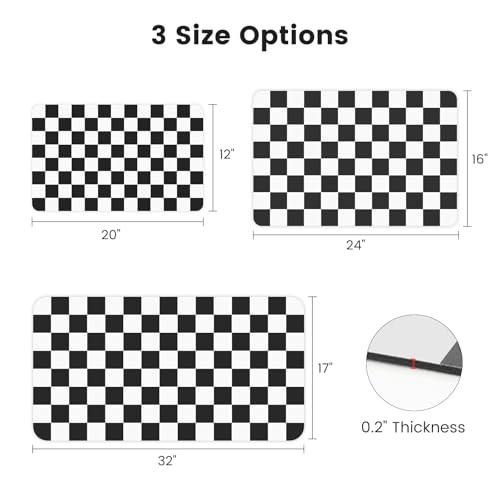 Checkered Dish Mat for Kitchen Coffee Station (Black / 16" x 24")