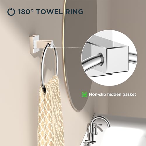 Toilet Paper Holder and Towel Ring Set (Chrome)