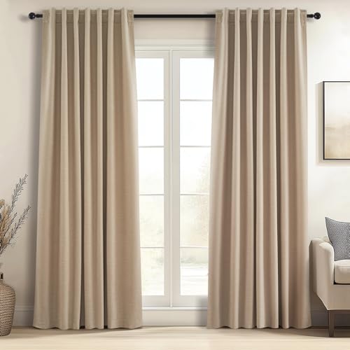 102 Inch Long Blackout Curtains for 2 Panels (Tan / 52"W x 102"L (Pack of 2))
