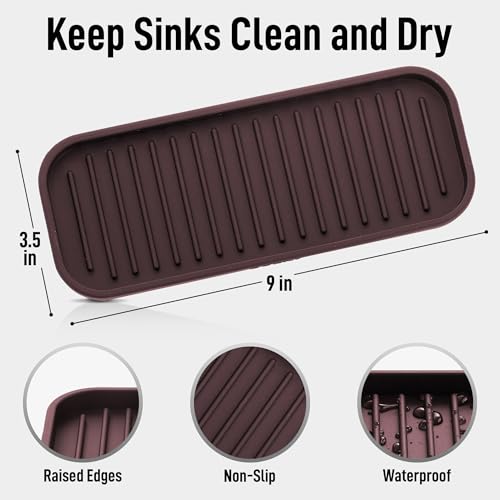 9x3.5) Silicone Sponge Holder for Kitchen Sink - Flexible Multipurpose Soap Tray - Sink Organizer for Kitchen, Bathroom, Makeup, Trinkets & More (Dark Mahogany) (Dark Mahogany (Medium) / Medium (9x3.5))