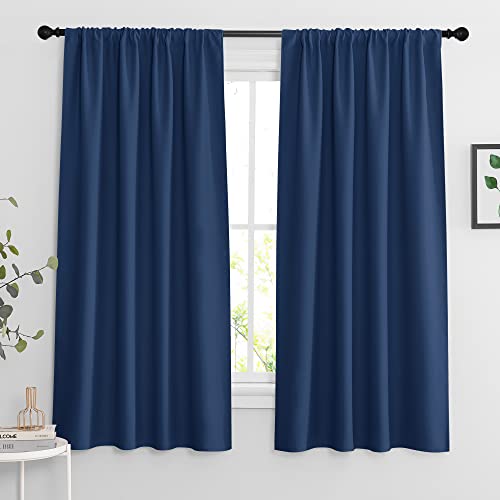 Blackout Curtains for Bedroom Living Room Nursery 63 inches Long (Navy Blue / 42"W x 63"L (Pack of 2))