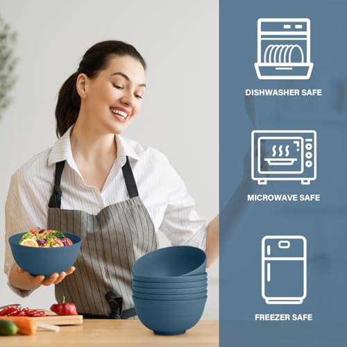 Wheat Straw Bowls for Kitchen 26 OZ (Blue / 26 oz)