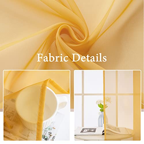 2 Panels Fall Sheer Curtains for Living Room 54X108 Inch Gold (Gold / 54"W x 108"L (Pack of 2))