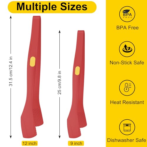 Silicone Kitchen Tongs for Cooking (Red)