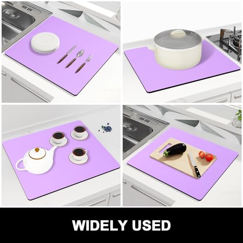 Dish Drying Mat for Kitchen Counter (A-Vanilla Purple / 16" x 18")