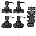 Mason Jar Liquid Soap Dispenser Lid (Black / 4 Pack)