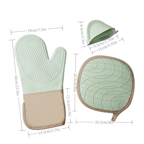 6 Piece Silicone Oven Mitts Set (Light Green)