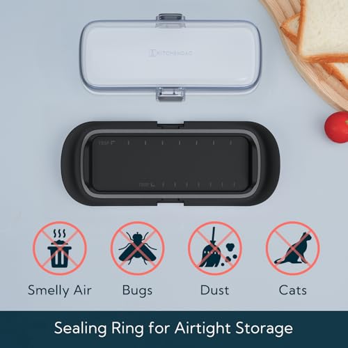One handed Airtight Butter Dish with Lid for Countertop and Refrigerator Door Shelf (Black-New)