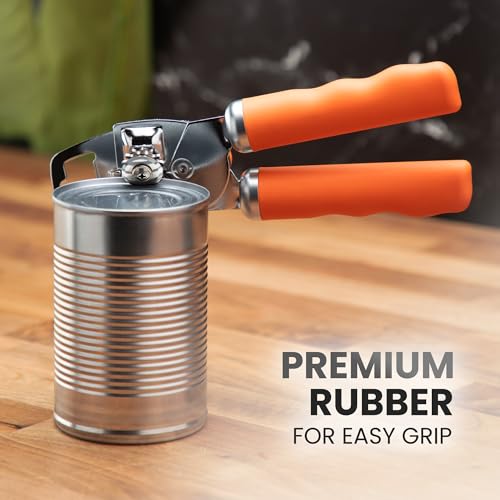Manual Can Opener Heavy Duty Patented Stainless Steel (Orange / Comfy Grip)