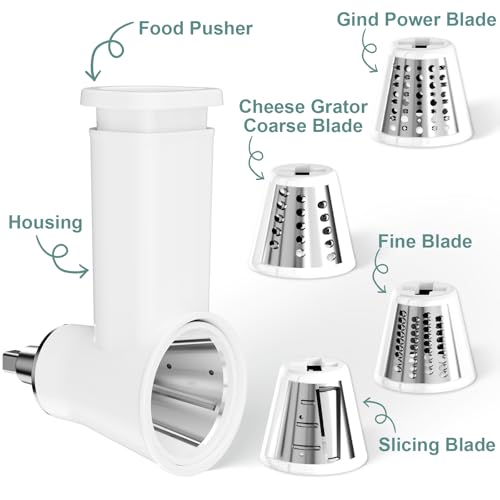 Slicer Shredder Attachment for KitchenAid Stand Mixer (White)
