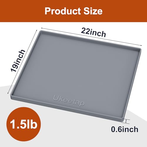 22" x 19" Extra Thick Silicone Mat Waterproof with Raised Edge (Gray / 22"L x 19"W)