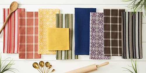 Assorted Woven Kitchen Set (Eggplant / Dishtowel, 18x28"; Dishcloth, 13x13")