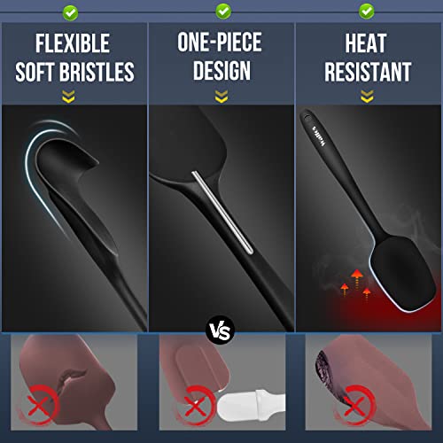 600°F High Heat Resistant Silicone Spatula Set of 5 (Black / 5 pieces Scraper Spatulas 600°F)