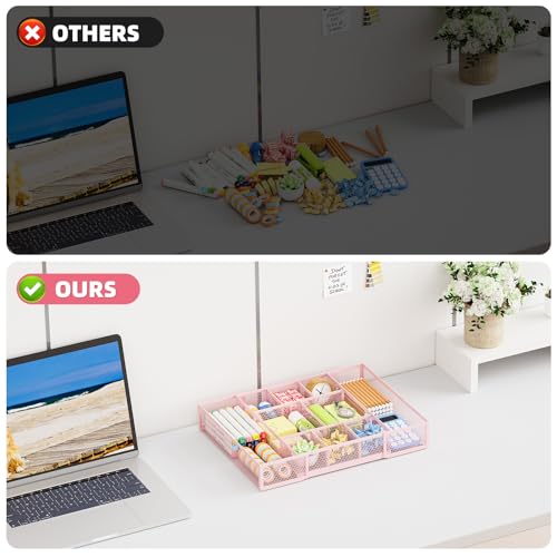 Expandable Desk Drawer Organizer (Expandable-Pink)