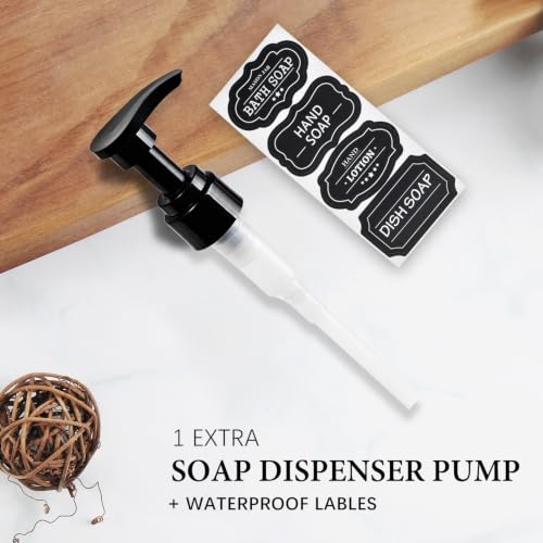 Plastic Mason Jar Soap Dispenser with Pump Lid 16OZ (Black Jar + Black Pump)