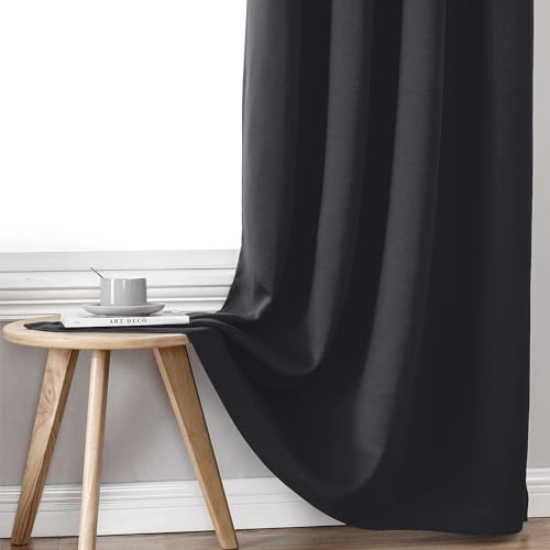 100% Blackout Curtains for Bedroom 84 Inches Long 2 Panels Set (60"W x 84"L (Pack of 2) / Dark Grey)