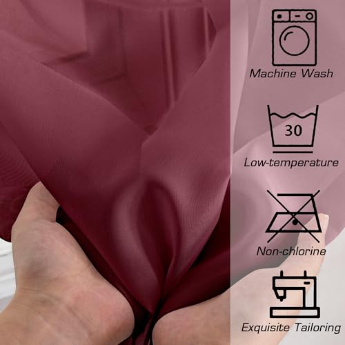 Burgundy Red Sheer Curtains 84 Inches Long (Burgundy / 59"W x 84"L (Pack of 2))