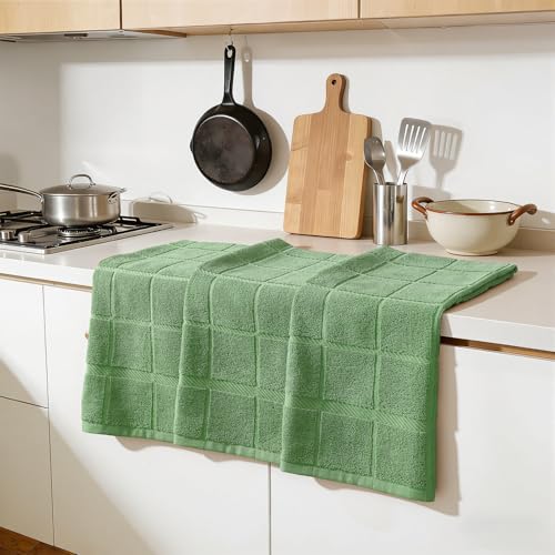 100% Cotton Kitchen Towels 18"x28" (Grass Green / 18 x 28 - 6 Pack)