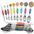 Magnetic Measuring Spoons Set of 9 with Leveler (Multicolor)
