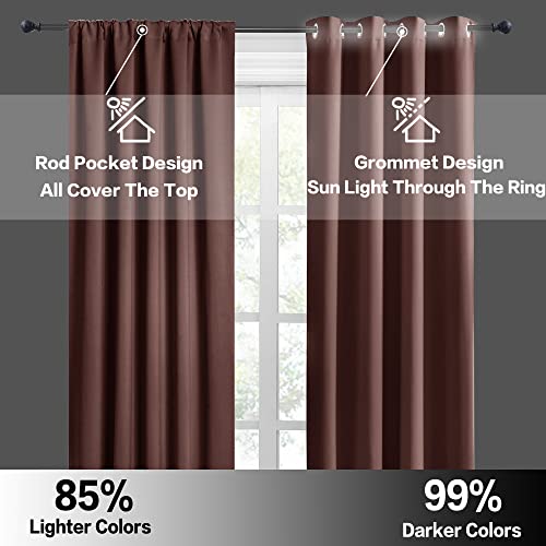 Short Blackout Curtains for Bedroom (Chocolate Brown / 34"W x 45"L (Pack of 2))