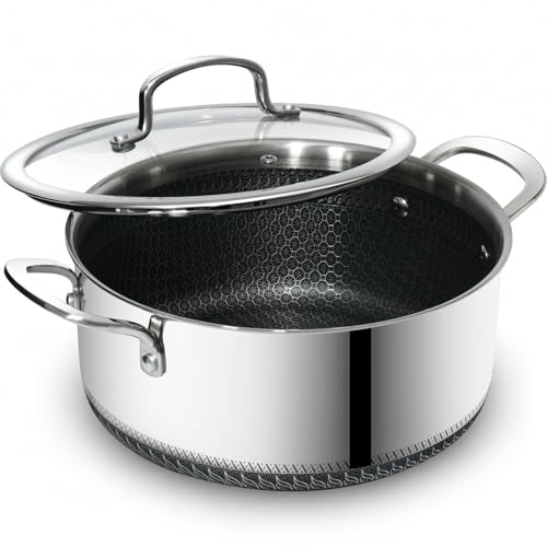 Nonstick 5 QT Saucepan with Glass Lid (Silver)