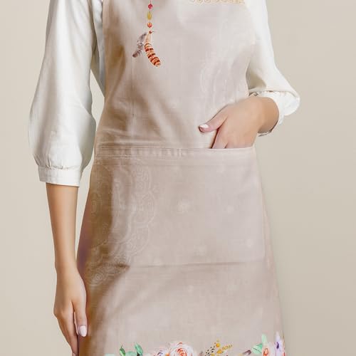 Aprons for women with Pocket 100% Cotton Pack of 1 (106 - Ibiza - Beige)