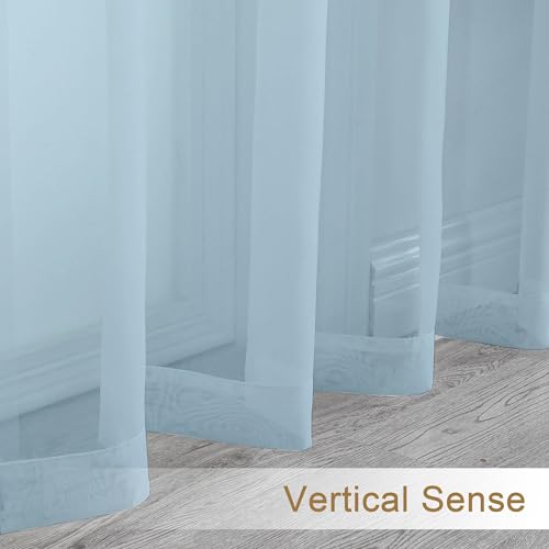 Light Blue Sheer Curtains 72 Inch Length 2 Panels (Sky Blue / 42"W x 72"L (Pack of 2))