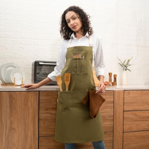 Cotton Canvas Apron for Women & Men (Olive)