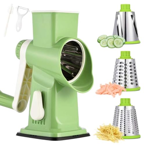 Rotary Cheese Grater Hand Crank Transparent (9.06"L x 4.33"W x 9.07"H / Green)
