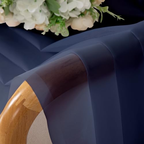 Navy Blue Sheer Curtains 90 inch Length 2 Panels Set (42"W x 90"L (Pack of 2) / Navy Blue)