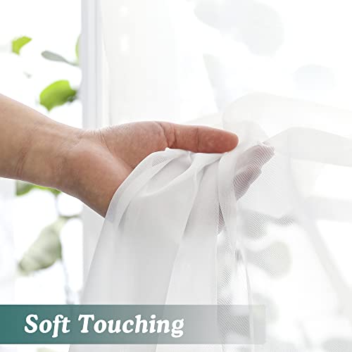 Extra Long White Sheer Curtains 120 Inches Long 2 Panels (White / 59"W x 120"L (Pack of 2))