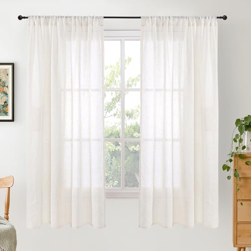 Natural Linen Curtains 42X63 Inch Length for Living Room Windows (Linen / 42"W x 63"L (Pack of 2))