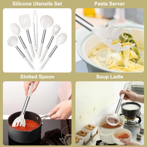 Silicone Cooking Utensils Set (White)