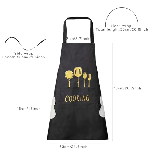 Women Kitchen Apron with Hand Wipe Pockets (4pack)