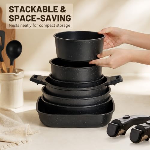 30 Piece Nonstick Pots and Pans Set (Black / 30 Pack)