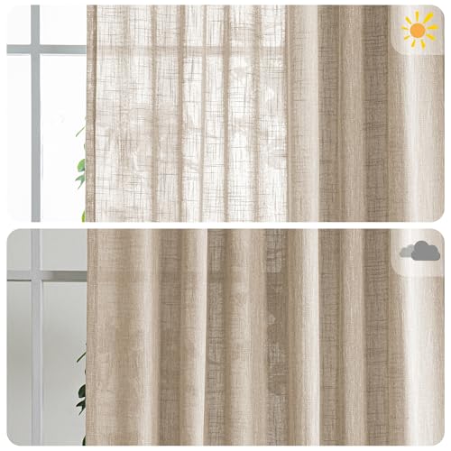 Boho Curtains Farmhouse Living Room Curtain Drapes (100"W x 90"L (Pack of 1) / Taupe)