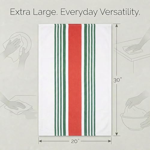 Kitchen Towels Cotton Dish Towels 20”x30” (20" x 30" (Set of 6) / 044 Red/Green/White)