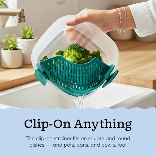 Silicone Clip On Strainer for Pots and Pans & Glass Dishes (Kale)