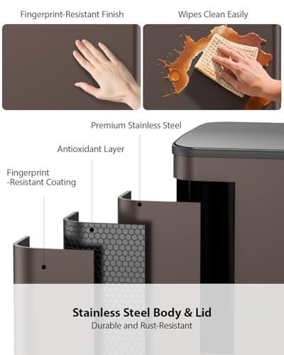Double Trash Can Kitchen (Brown / 13+5.5 Gallon)