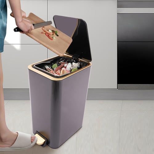 Bathroom Trash Can with Lid (Black)