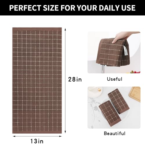 100% Cotton Terry Kitchen Towels (Brown / 13 X 28 - 4 Pack)