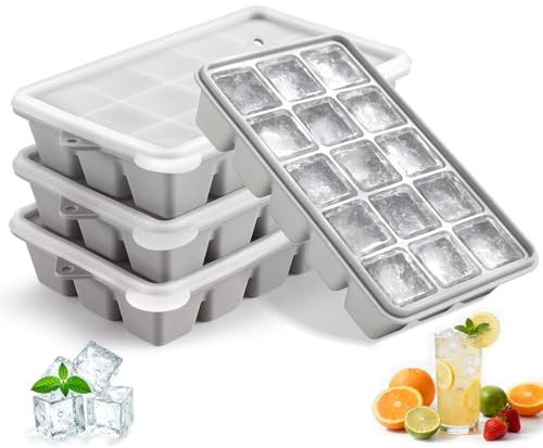 Silicone Ice Cube Trays with Lid (Gray)